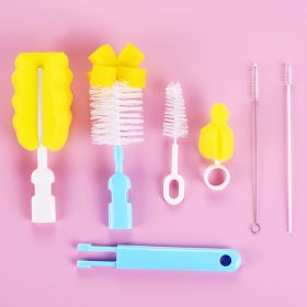 Kid Keeper Baby Bottle Brush Cleaner Set Nylon Sponge Cleaning Brush Blue (Color: Blue)